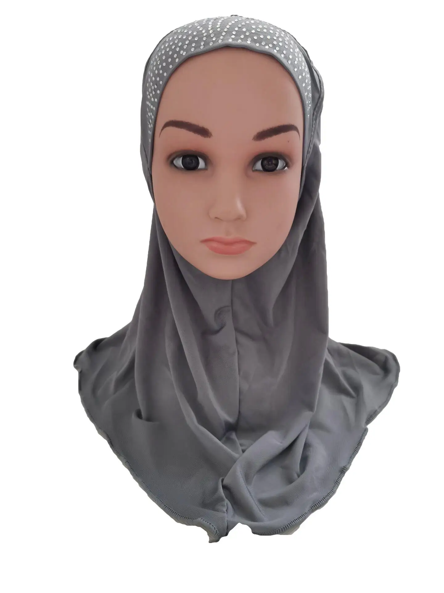 Мусульманские дети хиджаб для девочки Стразы цельный шарф "Амира" шаль исламский платок Арабская шапка Рамадан головной убор шляпа никвабы тюрбан Ближний Восток