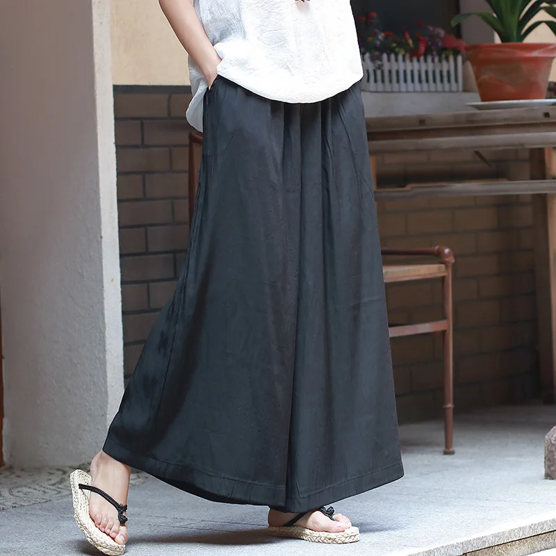 

2019 LONG PANT WOMEN new spring summer 2019 restores ancient ways loose thin copper ammonia silk wide-legged pants GIRL