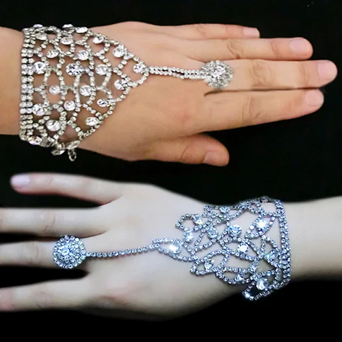 Мода, серебряные женские свадебные хрустальные браслеты на запястье, браслеты для танцев, 4T8V