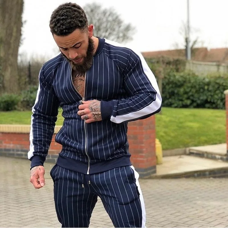 

2019 New Men's Autumn Hoodies Tracksuit Set Male Sweatshirt Sweatpants Multi-pocket Fashion Trousers High Jackets Sets