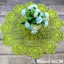 Salvamanteles de tela para mesa de té de ganchillo de flores de algodón de encaje verde Vintage redondo de 40CM para decoración de banquete de bodas y Navidad