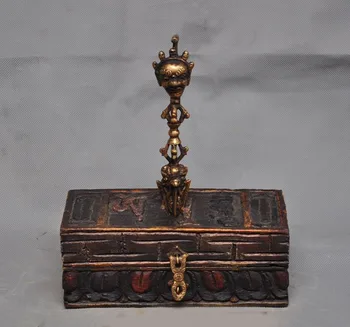 

christmas Old Wood Painting Bronze Mahakala Hayagriva Buddha Faqi Phurba Dagger Holder New Year