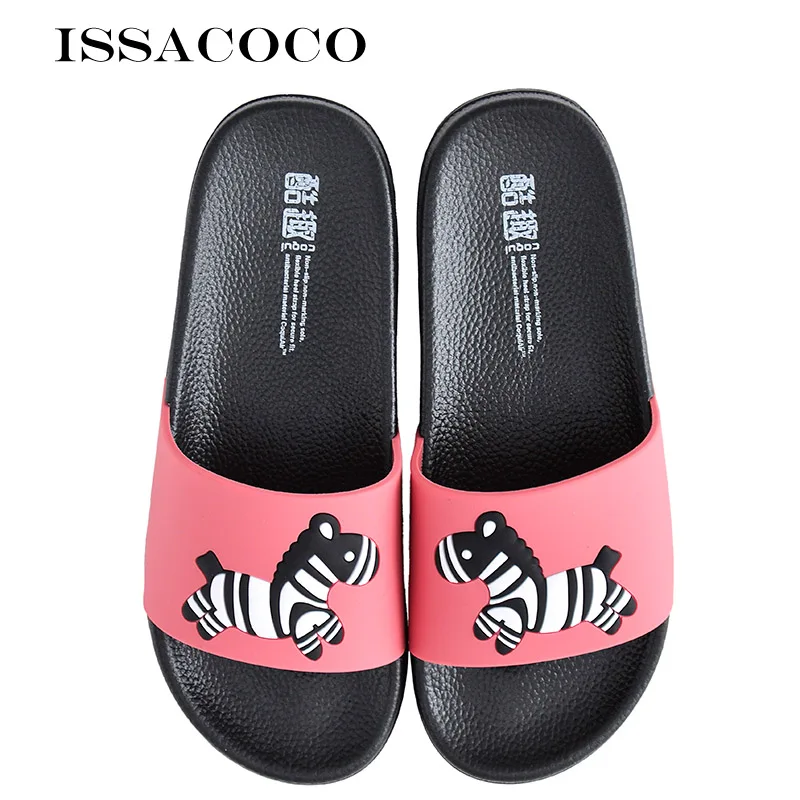 

ISSACOCO Women Summer Flat Home Slippers Women's Cute Animal Slippers Fashion Beach Slippers Couple Slippers Pantuflas Chinelos