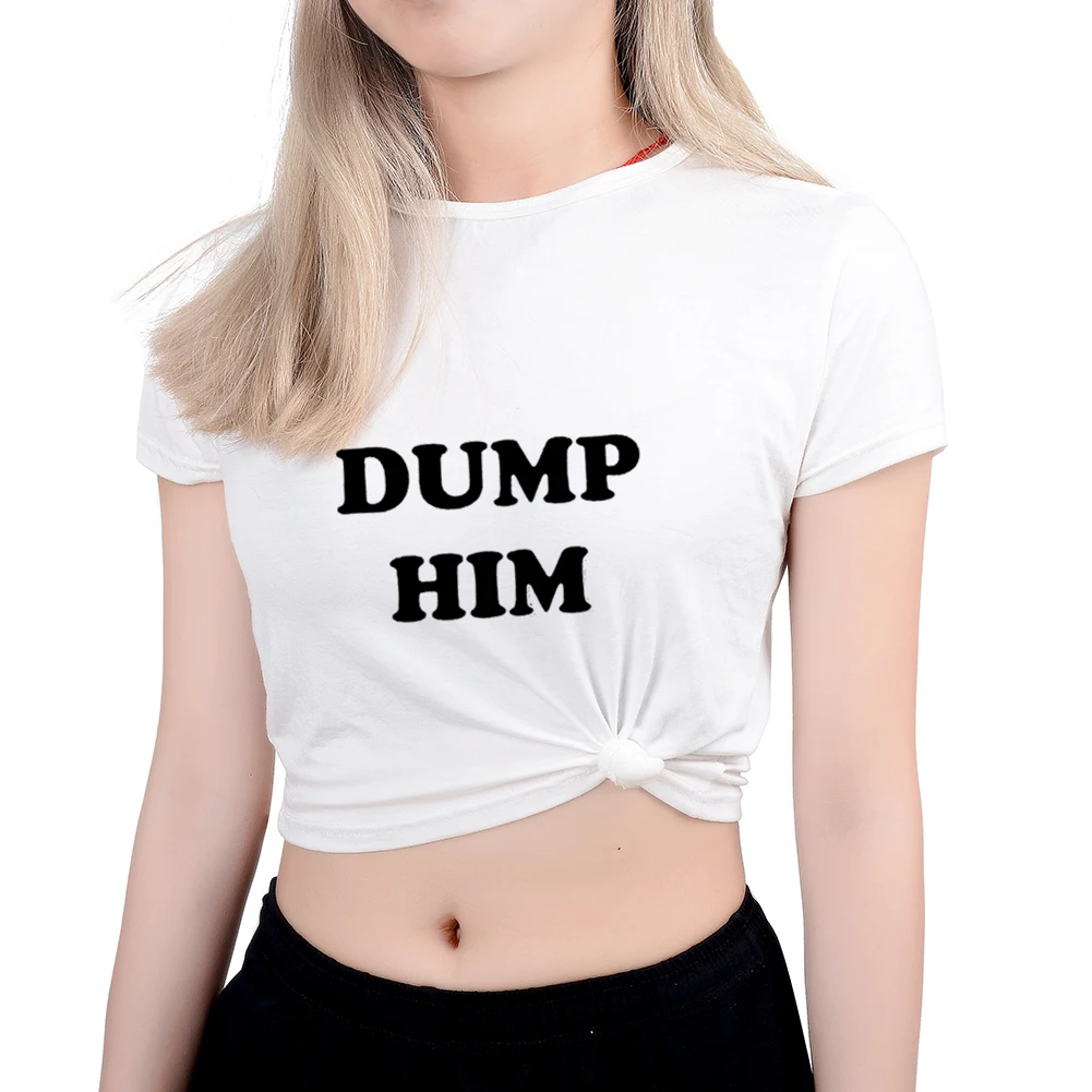 Модная футболка Tumblr DUMP HIM с графическим рисунком повседневный укороченный топ