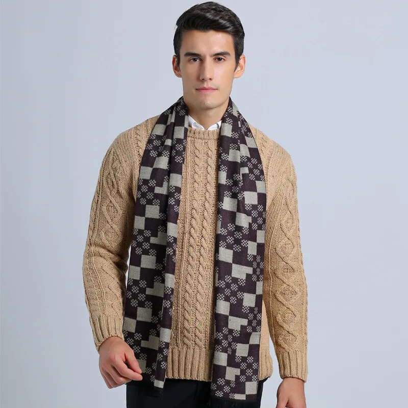 Winter England Style Male Plaid Bufandas Men font b Tartan b font Business Scarf Soft Cotton