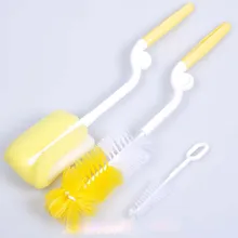 3 набора детских щеток для чистки бутылочек, вращающаяся на 360 градусов щетка-губка для бутылочки, соска, чайник, насадка, носик, щетка для чистки BB0051