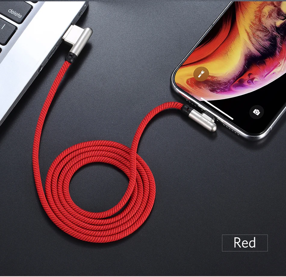 Benks 90 Degree Elbow Fast Charging Data Cable For iPhone 6 7 8 X XR XS MAX Lighting Charge Cord For iPad iOS 10 11 Charger Line (13)