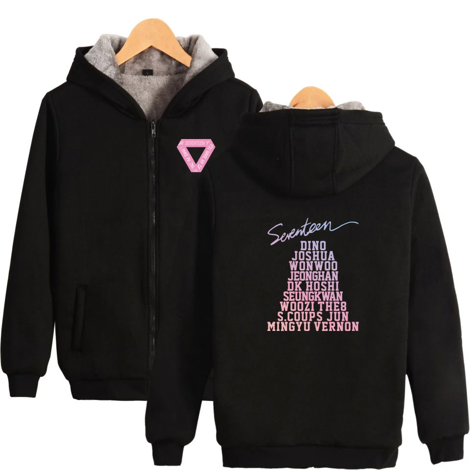 2018 SEVENTEEN Кей поп harajuku толстовка на молнии оверсайз толстовки свитшоты Женская