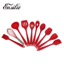 

10 Pcs Red Silicone Kitchen Utensils Set Non-Stick Durable Safe Eco-Friendly Cooking Utensil Set With Spoon Spatula Pasta Server