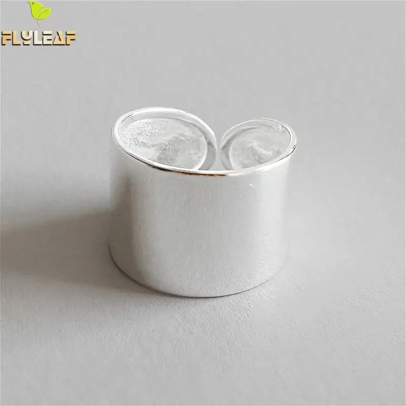 

Flyleaf 925 Sterling Silver Rings For Women Wide Glossy Open Ring Femme Personality High Quality Fashion Fine Jewelry Simple