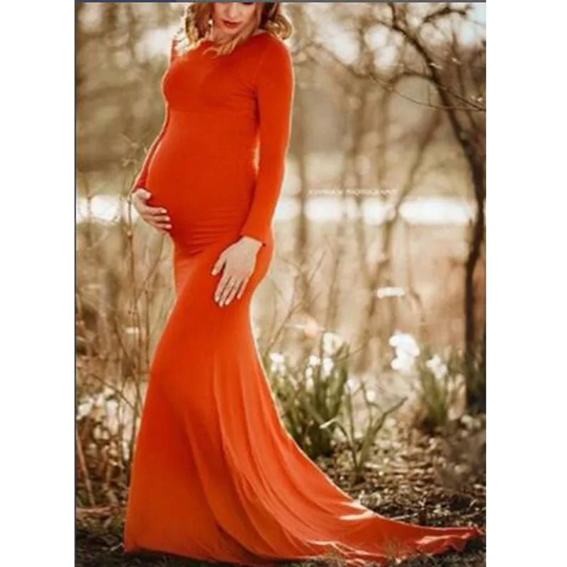 Платья для беременных для фотосессии для беременных Подставки для фотографий для фотографирования беременных платье макси-платье для беременных vestidos mujer - Цвет: Оранжевый