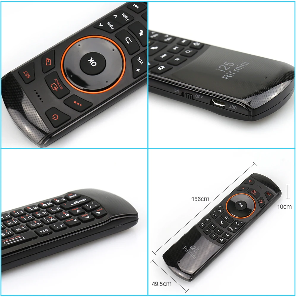 Rii i25 2 4G мини беспроводная Русская клавиатура Air Fly Mouse английский пульт