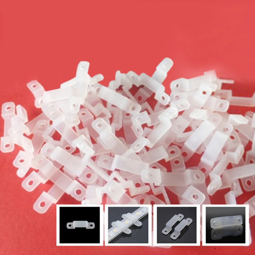 

100pcs Clear 5050 5630 Fixer Clip LED Strip Light Fixer Silicon Clip Soft Fix Silicon Fastener Home Decor