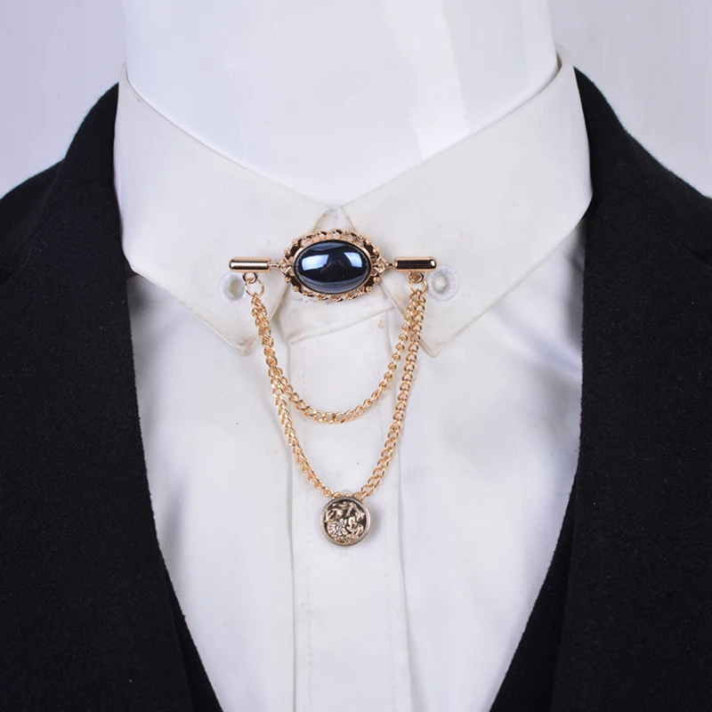

Crystal brooch tassel collar long chain brooch open shirt pin shawl buckle jewelry collar buckle wholesale for women gift