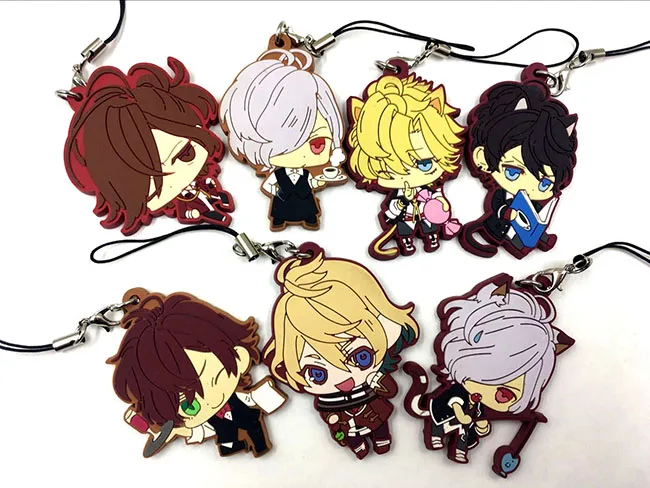 7 шт./лот аниме брелок для ключей Yui Ayato Kanato Laito Ruki Yuma Shin Sakamaki Reiji Subaru резиновый