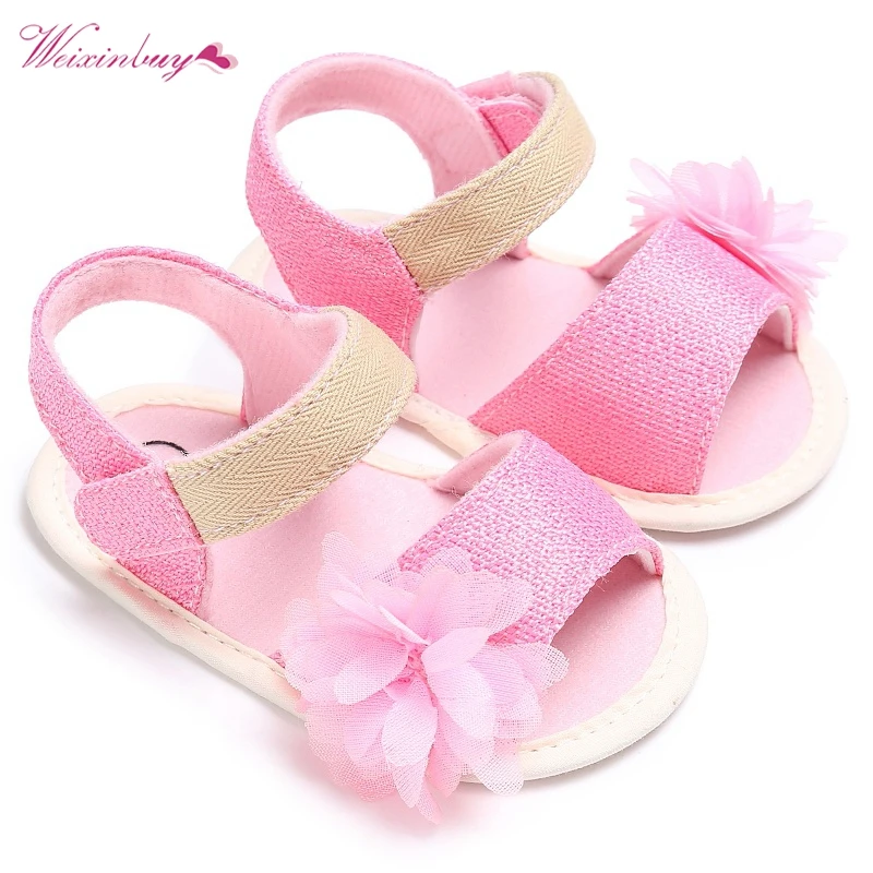 2017 Fashion 0-2Y Baby Girls Sandals Fashion Flower Hook and Loop Summer Shoes