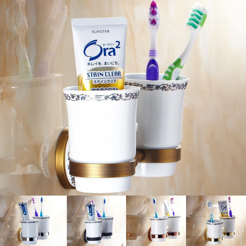 Wholesale and Retail Toothbrush Cup Holder With Dual Ceramic Cups in
