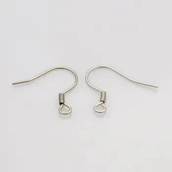 

304 Stainless Steel Earring Hooks, Stainless Steel Color, 20x19.5mm, Hole: 2mm; Pin: 0.7mm