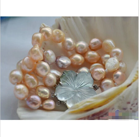 

Free shipping >>>>>>P4588 3row 8" 15mm pink lavender baroque freshwater cultured pearl bracelet