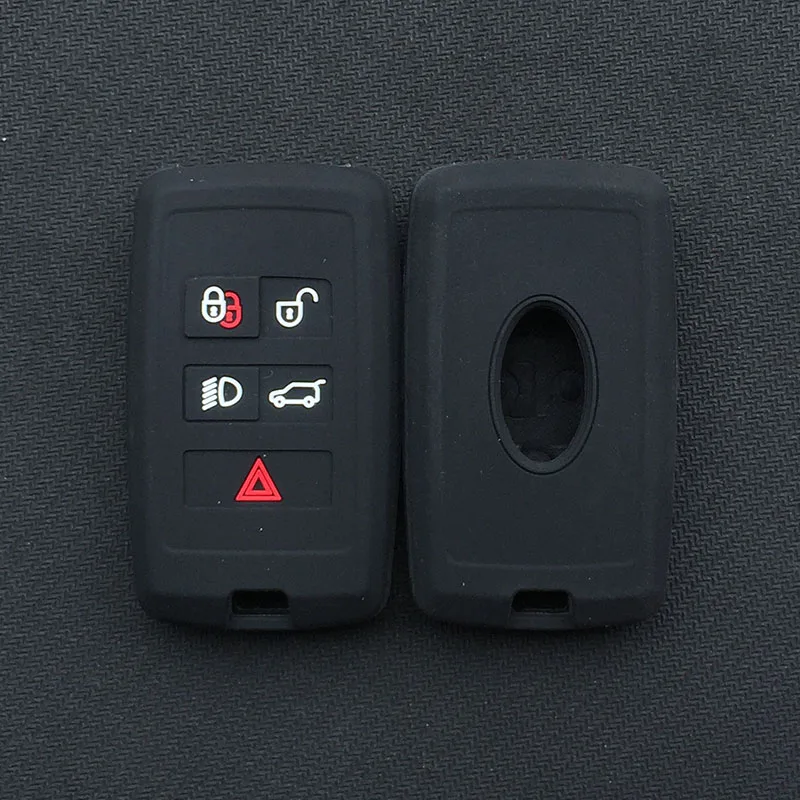Силиконовый чехол для автомобильных ключей, защитный чехол для Land Rover Range Rover SPORT Evoque, ключ для обнаружения 5 кнопок - Название цвета: Черный