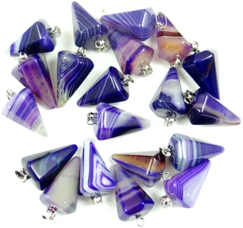 

Natural stone Turquoises Quartz Crystal Opal lapis tiger eye Pyramid pendant for diy Jewelry making necklace Accessories24PCS