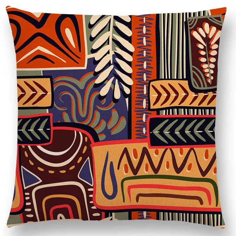 Горячая Африканский Символ животного блок геометрической формы, в стиле бохо цветочный узор Пейсли карнавал Мандела Подушка с цветочным принтом диванная подушка - Цвет: a021103