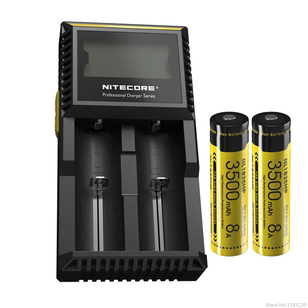 

NITECORE D2 Digicharger LCD Screen Battery Charger + NITECORE 3500mAh 3200mAh 2600mAh 2300mAh NL166 NL147 rechargeable batteries