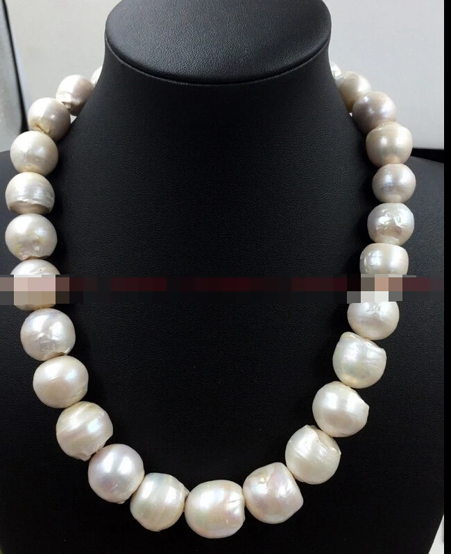 

Jewelr 006453 REAL HUGE SOUTH SEA WHITE BAROQUE 15-18 MM PEARL NECKLACE