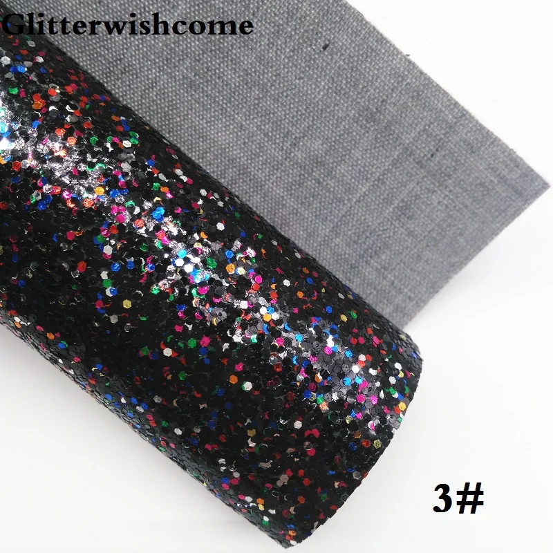 Glitterwishcome 21X29 см A4 размер винил для бантов, смешанный Блеск плоский толстый блеск кожа ткань винил для бантов, GM087A