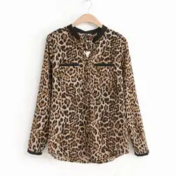 Новый 2016 леопардовый Блузка рубашка шифон плюс Размеры Женская одежда летние Повседневное дамы цветочные Рубашки для мальчиков Топы