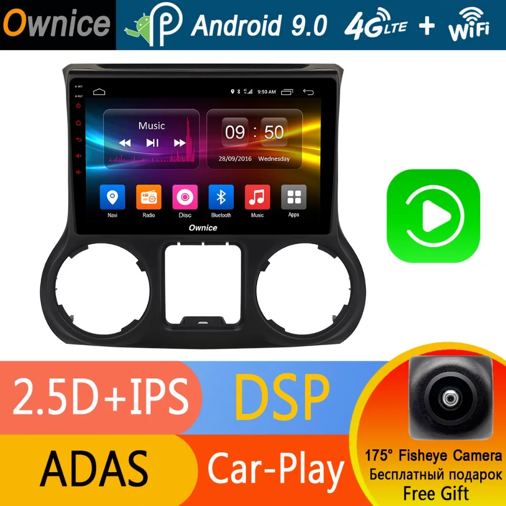Android 9,0 8 Core 10," ips 4G+ 32G автомобильный проигрыватель с радио и GPS для Jeep Wrangler 2011 2012 2013 DSP CarPlay ADAS