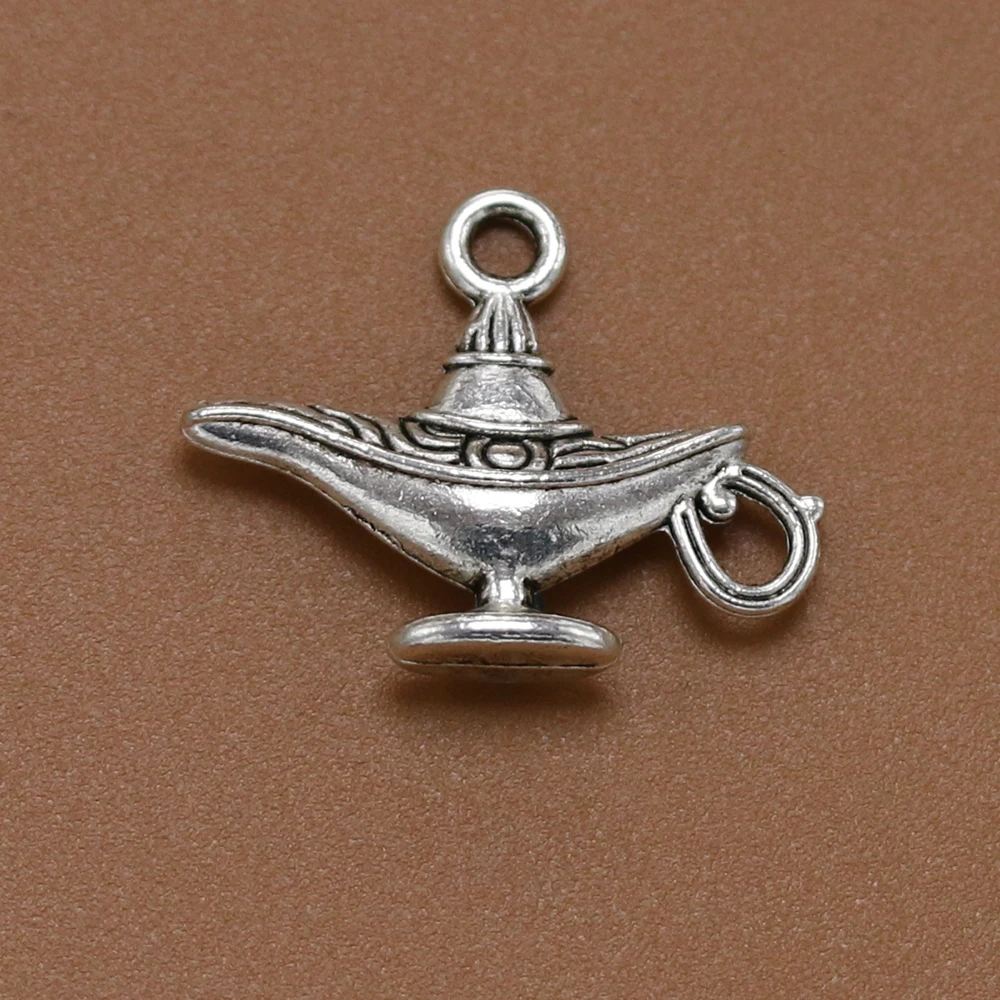 50PCS 22*18MM Antique Silver Color Plated Zinc Alloy Aladdin lamp for Fashion Jewelry Making Findings Accessories