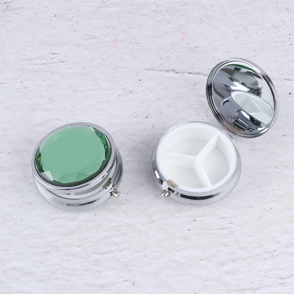 3 Grids Metal Round Folding Medicine Box Portable Pocket Pill Organizer Case Random Color HOT