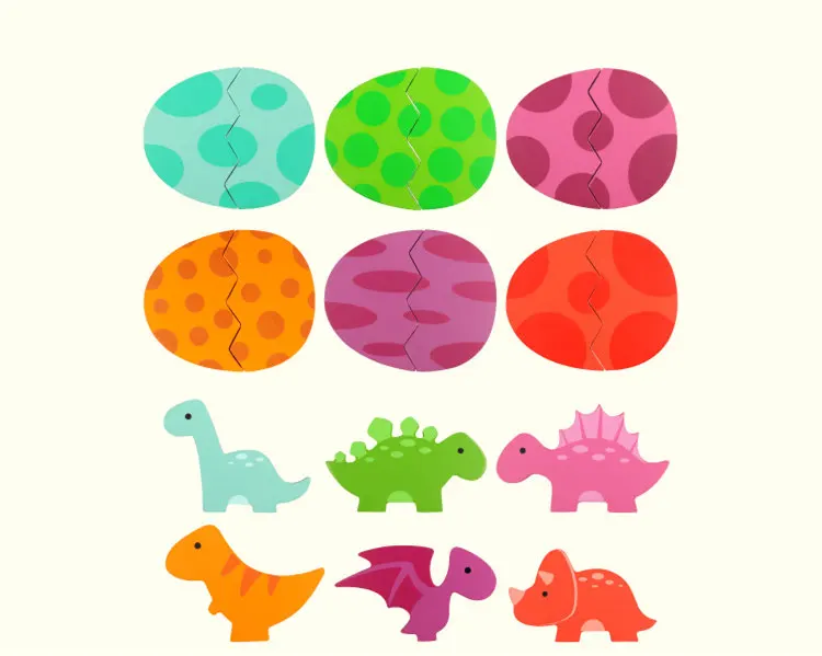 Деревянные пазлы с мультяшными динозаврами яйца Пазлы Парк Юрского периода Динозавр 3D головоломка Дети Раннее обучение и развивающие