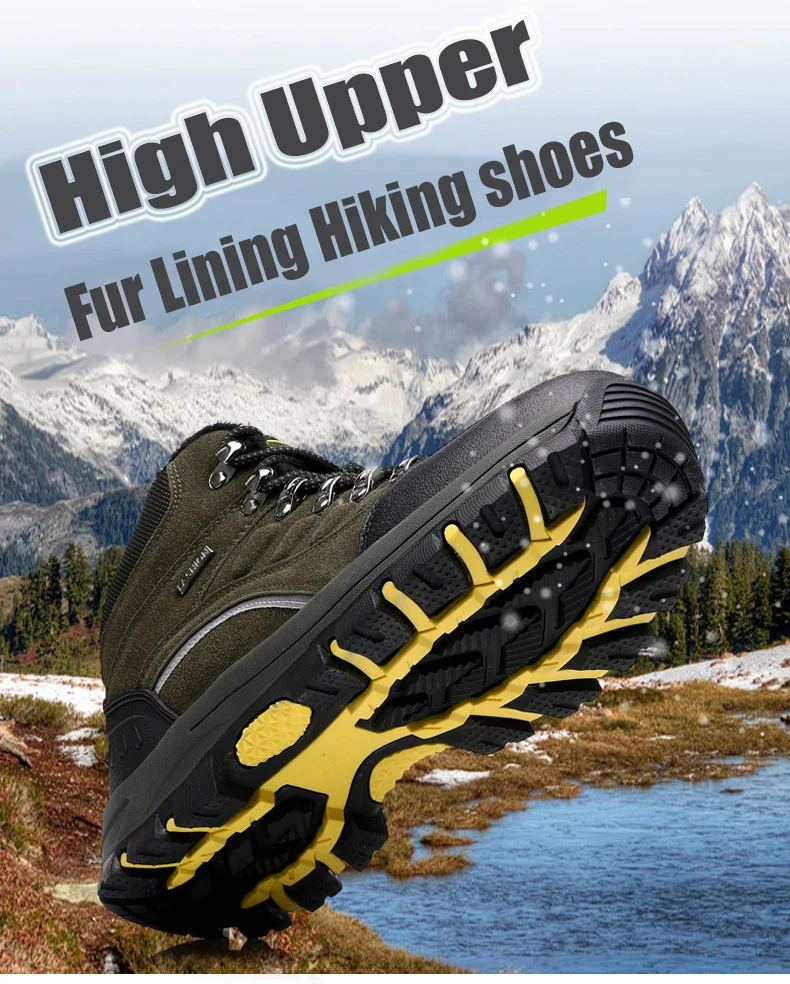 Gomnead/Мужская зимняя походная обувь; бархатная теплая уличная Треккинговая спортивная обувь; противоскользящие морозостойкие уличные кроссовки