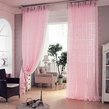 

New Pink Tree Leaf Door Window Curtain Drape Panel Sheer Valances Modern Beautiful 7.3#5%