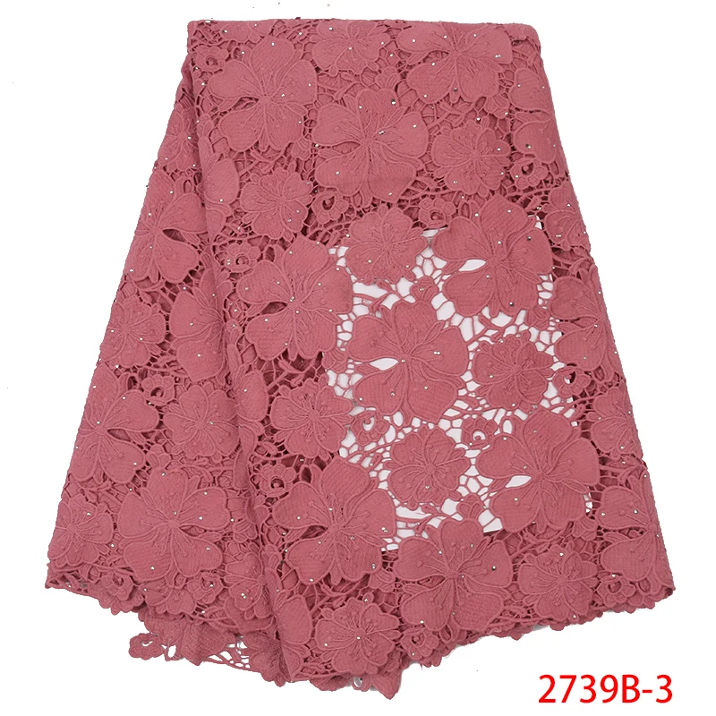 

Latest Onion African Lace Fabric 2019 High Quality Milk Lace Fabric with Stone Embroidery Cord Lace For Party NA2739B-2