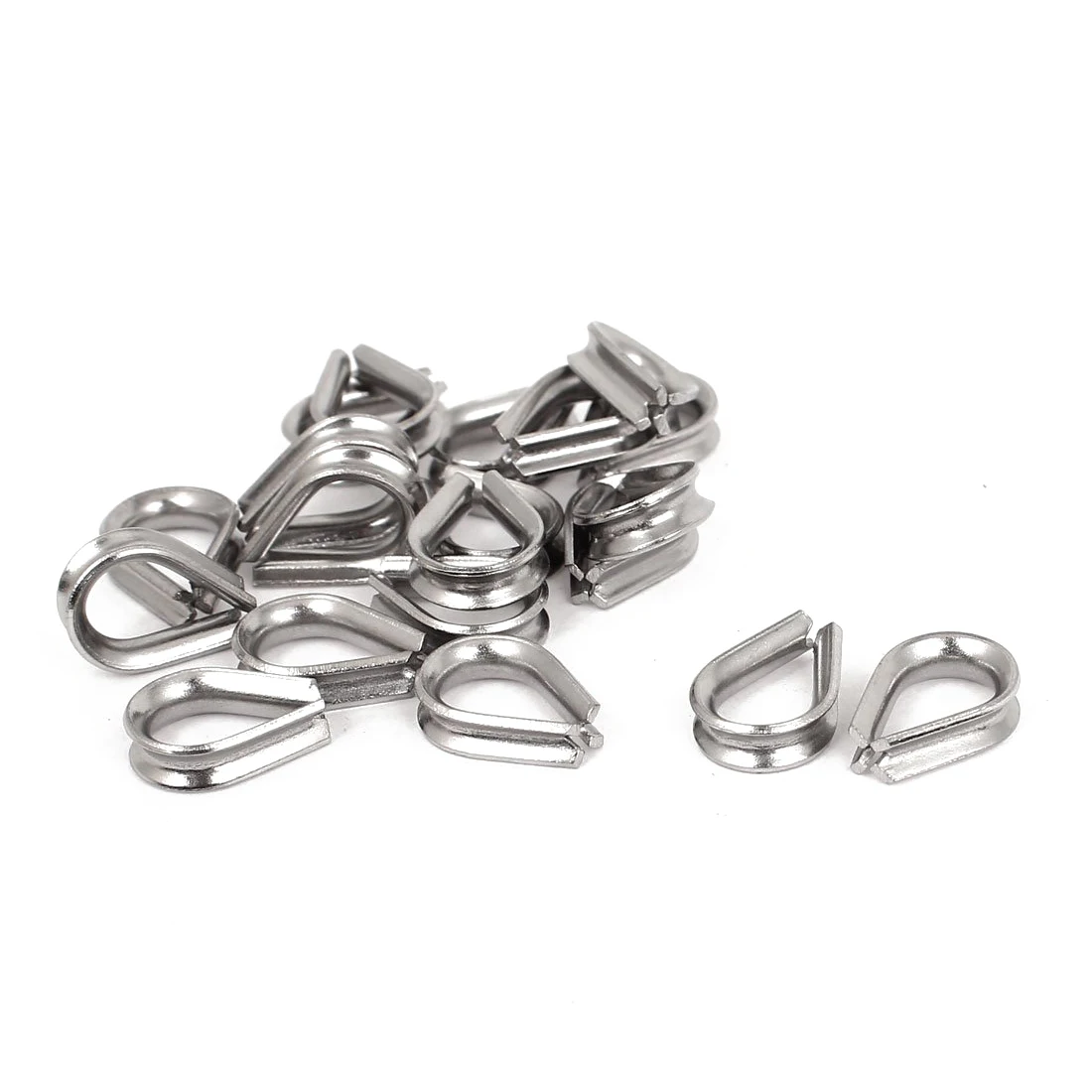 

KSOL Stainless Steel 2mm Wire Rope Cable Thimbles Silver Tone 20 Pcs
