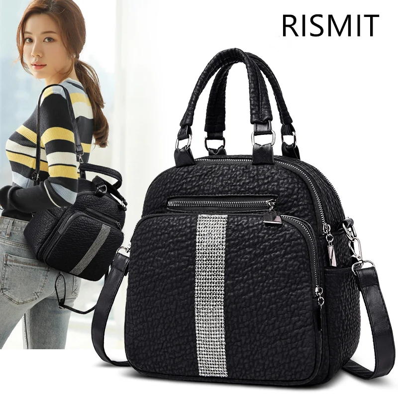 Mochilas Новое поступление Rismit 2019 Nueva Mochila De Cuero Pu Para Mujer Escolar Informal Chica Adolescente multifunciãn Gran