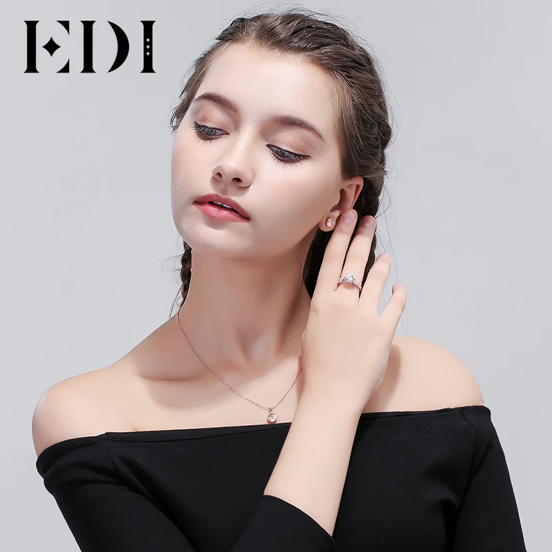 EDI 7mm Natural Round Rose Quartz Earrings 100% 925 Sterling Silver Stud Earrings For Women Fine Jewelry Simple Design Girl Gift