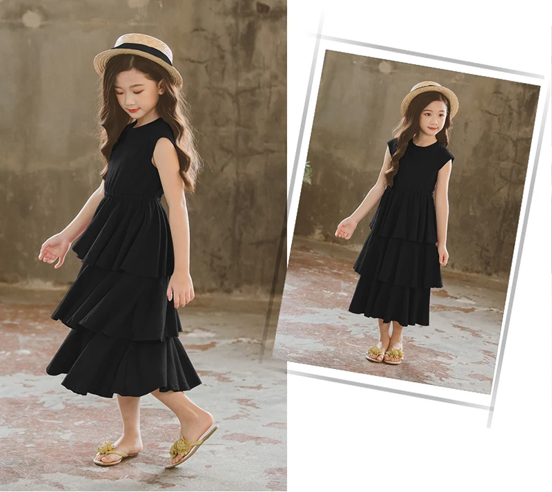 Toddler Girls Summer Dresses Maxi Long Ruffles Black Princess Dress Girl Sleeveless School Teenage Children Clothing Fashion  4 5 6 7 8 9 10 11 12 13 14 15 16 years little teen teenage dresses party kids (5).jpg