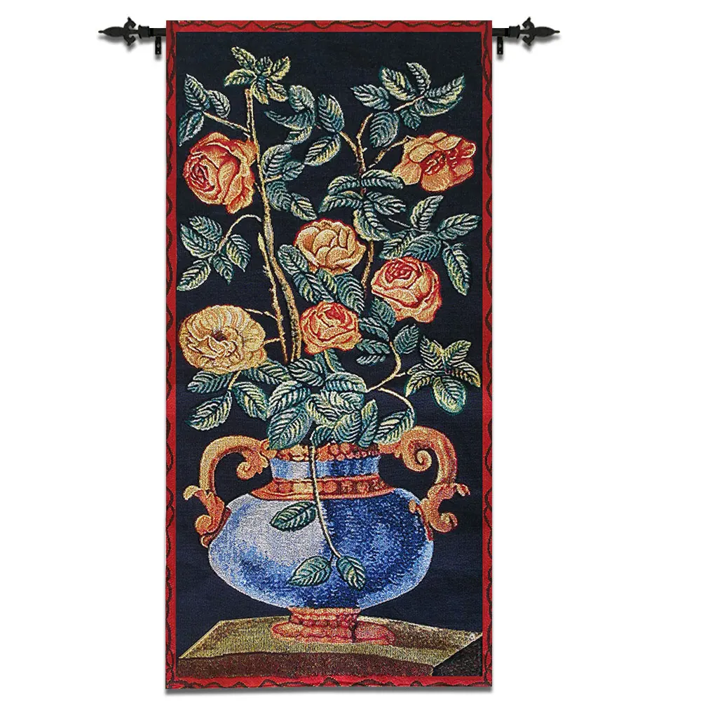 45x92cm Cotton Flowers Vase Decorative Wall Tapestries Wall Blanket Cloth Belgium Tapestry Wall