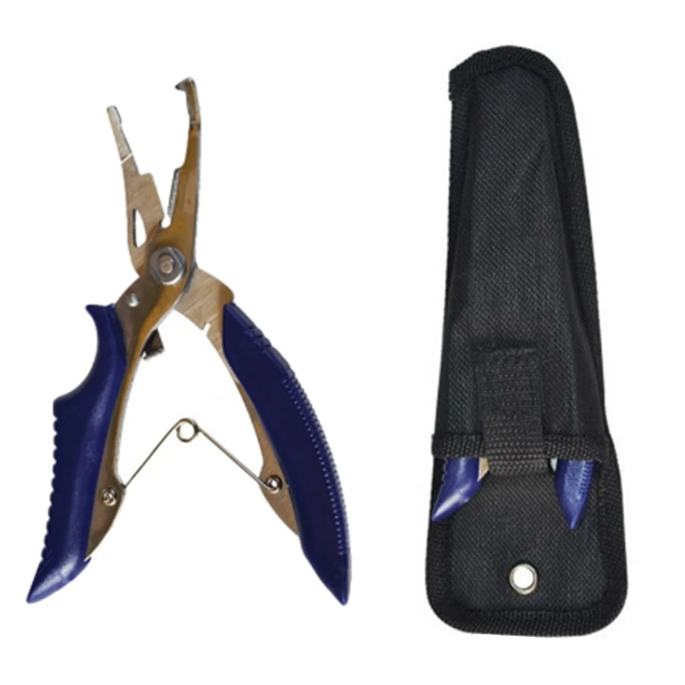 Stainless Steel Fishing Pliers Scissors Hook Remove Line Cutter Tackle Tool With Nylon Bag