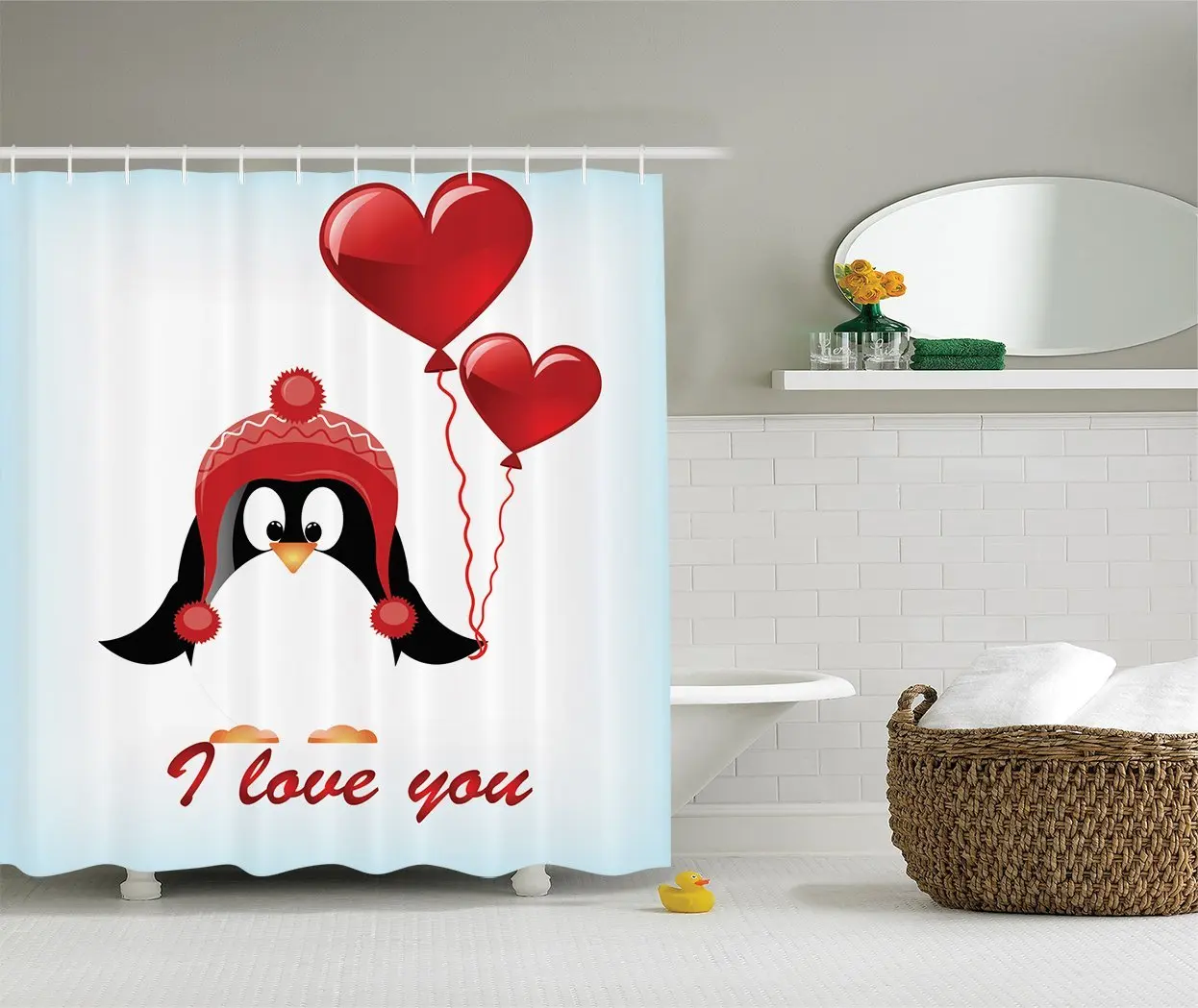 Valentines Decor Shower Curtain Set Happy Birthday 