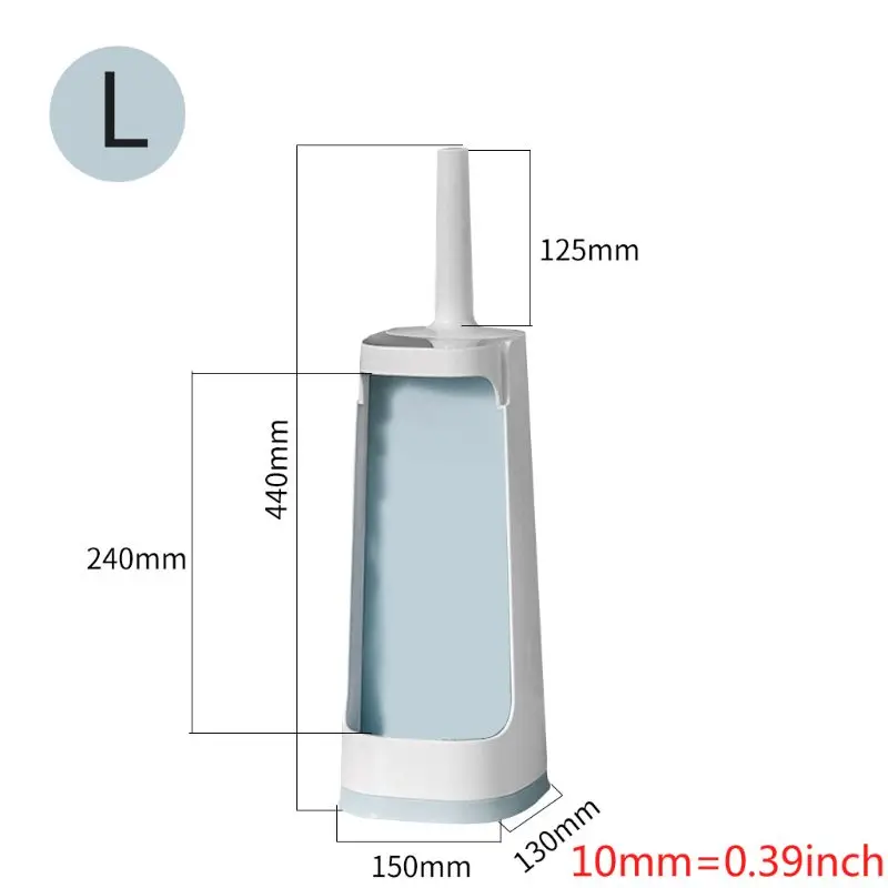 Двухсторонняя щетка для чистки унитаза с длинной ручкой, инструмент для глубокого очищения ТПР, гибкая щетина с держателем, набор аксессуаров для ванной комнаты - Цвет: L