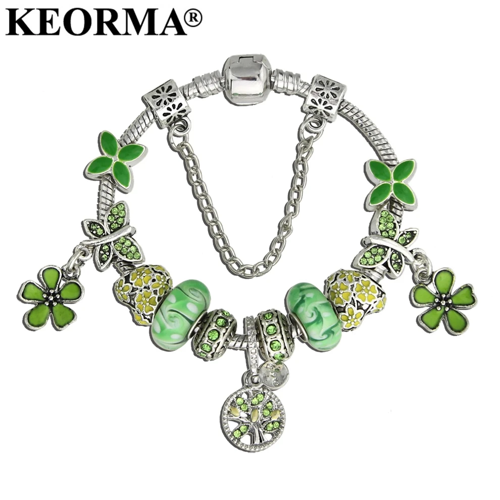 KEORMA Весенний Новый Элегантный DIY браслет для женщин цепочка Зеленые Бусины