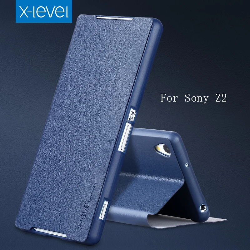 

for Sony Xperia Z2 Case X-Level Luxury PU Leather Flip Case for Sony Z2 Stand Case Z2 L50 L50W D6503 D6502 Business Flip cover