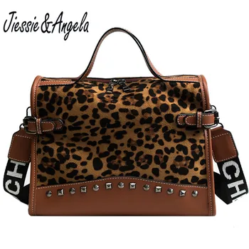 

Jiessie & Angela Luxury Brand Women Leopard Handbags Casual Big Tote Bag Vintage Crossbody Shoulder Bags Designer Women Bags
