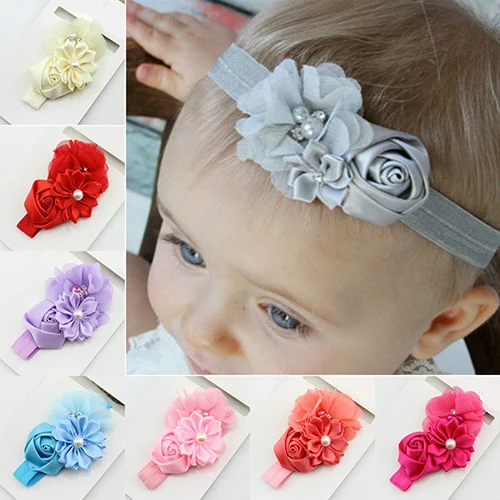 Hot High Recommend Baby Girl Headband Infant Chiffon Headdress Faux Pearl Hairband Hair Accessories 5BYY 7FQY