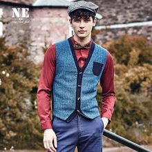 Brand Men Clothing2016 Auutmn Winter Casual Knitting Patchwork men suit vest waistcoat mens formal wedding gilet plus size